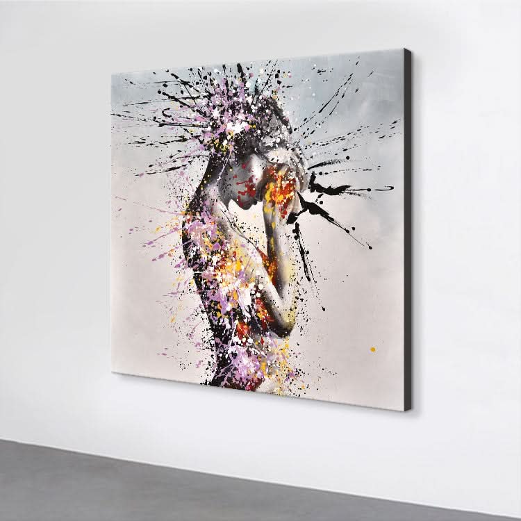Peintures noires et grises sur toile Art mural de ballet Peinture de fille danseuse | Une femme qui souffre 