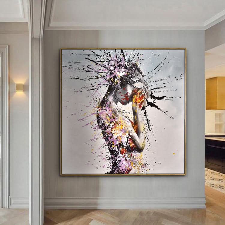 Peintures noires et grises sur toile Art mural de ballet Peinture de fille danseuse | Une femme qui souffre 