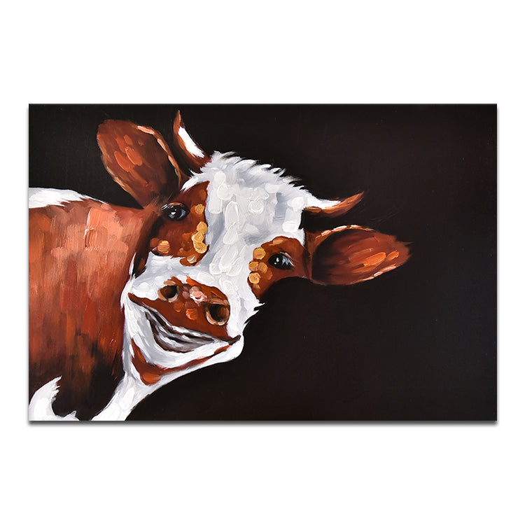 No Dead Angle Gaze - Hand Animal Canvas Wall Art Bull Painting