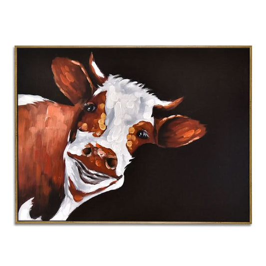 No Dead Angle Gaze - Hand Animal Canvas Wall Art Bull Painting