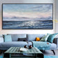 Large Canvas Art Office Decor Abstract Canvas Wall Art Oil Painting Modern Blue Pale yellow Wall Art Painting | Sea level