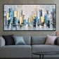 Abstract Painting Gold Art Gray Painting Blue Canvas Art City Painting Texture | Abstract city painting